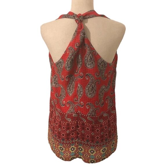 KUT FROM THE KLOTH Top Women's Size XS Red Multicolor Sleeveless Paisley Print - Picture 2 of 7